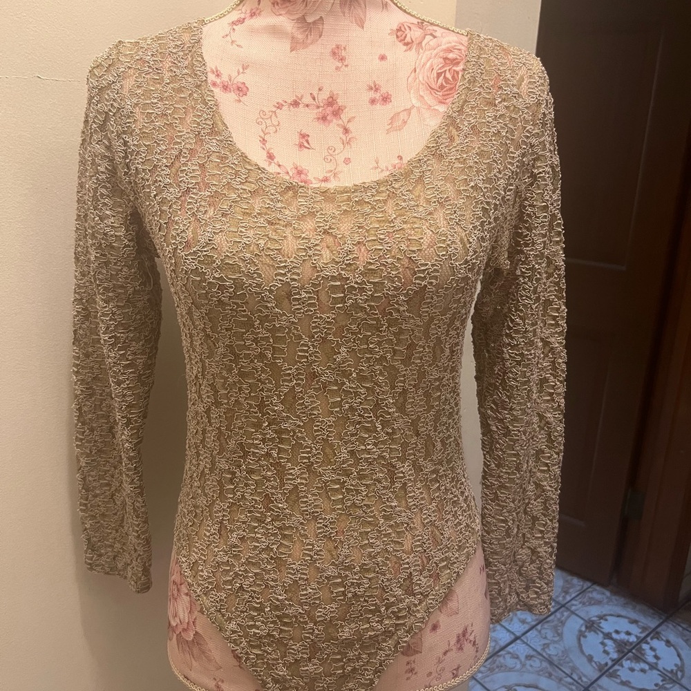 Cream lace bodysuit long sleeve